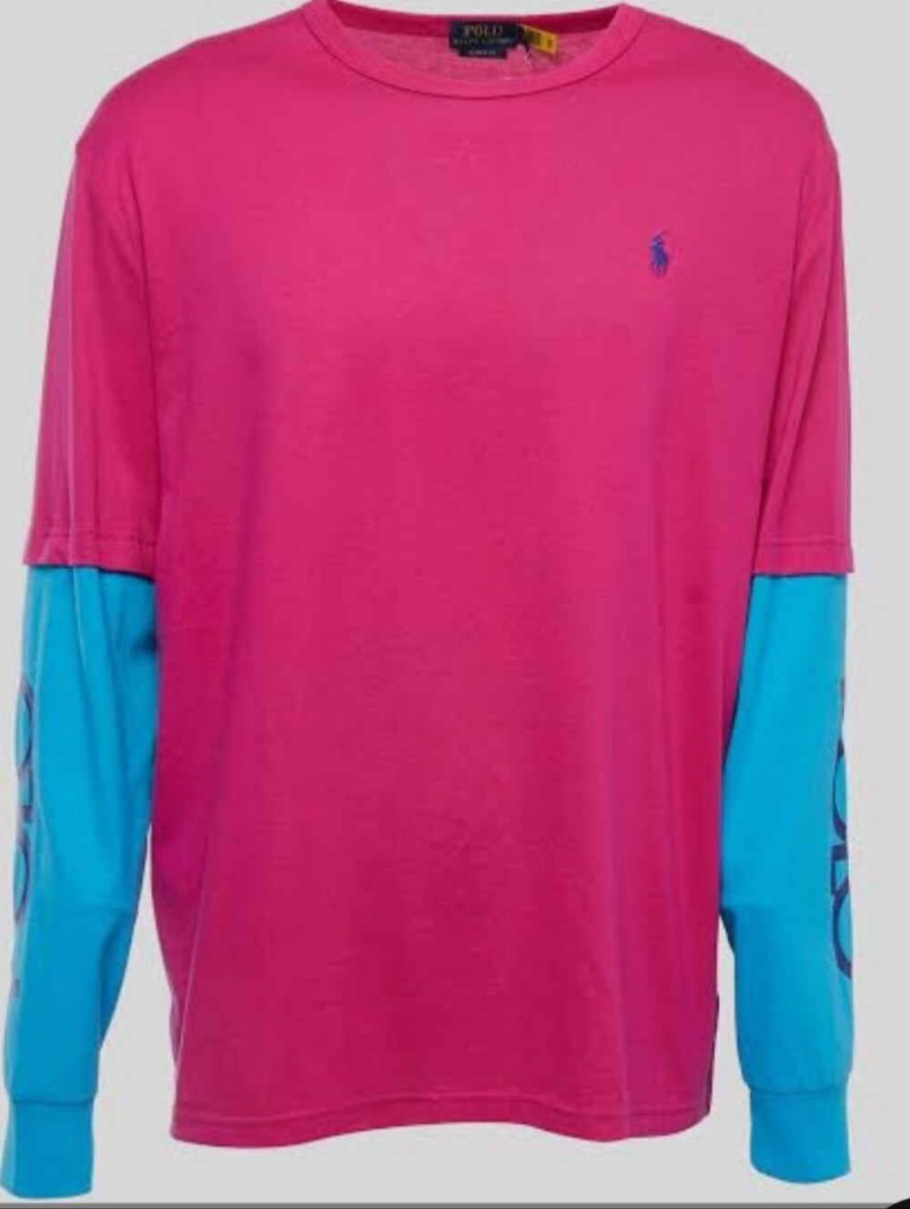 Mens Pre-loved Long Sleeve Jersey Shirt in Pink/Blue Size XXL. - Picture 2 of 6